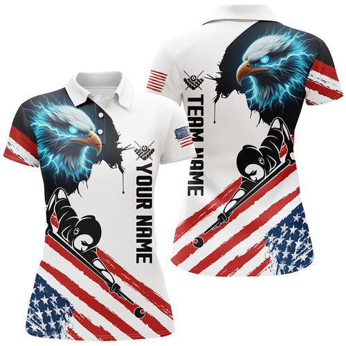 Personalized Eagle American Flag Billiard Player Shirts For Women Custom Patriotic Billiard Jerseys TDM1601