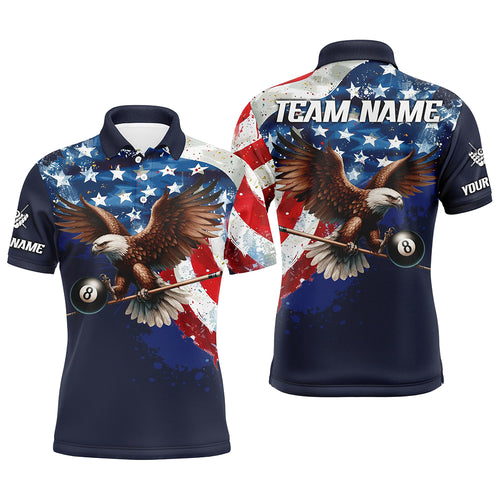 Eagle Flying 8 Ball Pool Custom Men Billiard Shirts US Flag 4Th Of July Patriotic Billiard Jersey TDM1785