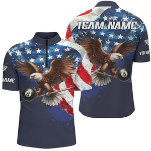 Eagle Flying 8 Ball Pool Custom Men Billiard Shirts US Flag 4Th Of July Patriotic Billiard Jersey TDM1785
