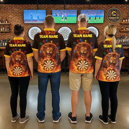 Personalized Fire Flame Lion Darts Shirt For Women Custom Darts Jersey Team Polo & Quarter Zip TDM6311