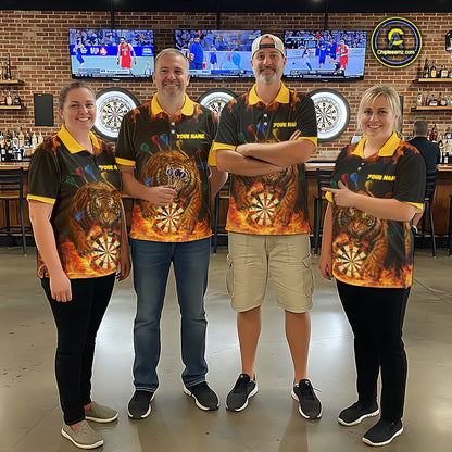 Personalized Fire Flame Tiger Darts Shirt For Women Custom Darts Jersey Team Polo & Quarter Zip TDM6312