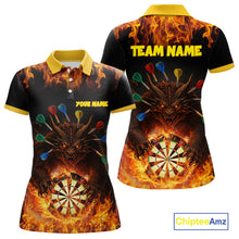 Load image into Gallery viewer, Personalized Dragon Flame Lion Darts Shirt For Women Custom Darts Jersey Team Polo &amp; Quarter Zip TDM6313