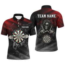 Load image into Gallery viewer, Red And Black Death Skeleton Custom Darts Shirts For Men, Personalized Skull Darts Team Jerseys TDM1987