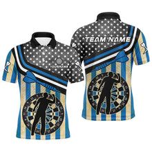 Load image into Gallery viewer, Personalized Blue Retro American Flag Darts Shirts For Men Custom Patriotic Darts Player Jerseys TDM1992