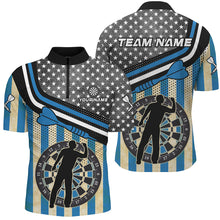 Load image into Gallery viewer, Personalized Blue Retro American Flag Darts Shirts For Men Custom Patriotic Darts Player Jerseys TDM1992