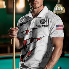 Load image into Gallery viewer, Personalized American Flag 8 Ball Polo &amp; Quarter Zip Shirt For Men, Patriotic Pool Team Jersey TDM4551