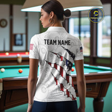 Load image into Gallery viewer, Personalized American Flag 8 Ball Polo &amp; Quarter Zip Shirt For Women, Patriotic Pool Team Jersey TDM4551