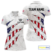 Load image into Gallery viewer, Personalized American Flag 8 Ball Polo &amp; Quarter Zip Shirt For Women, Patriotic Pool Team Jersey TDM4551