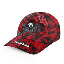 Load image into Gallery viewer, Personalized Red Camo Spider Billiard Hats For Pool Player Custom 3D Printed Billiard Baseball Caps TDM2458