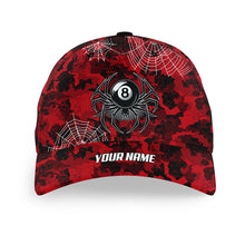 Load image into Gallery viewer, Personalized Red Camo Spider Billiard Hats For Pool Player Custom 3D Printed Billiard Baseball Caps TDM2458