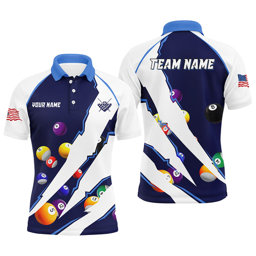 Personalized Billiard Balls Sport Jerseys For Men, Billiard Team Shirts, Pool Jerseys Uniform |Blue TDM2711