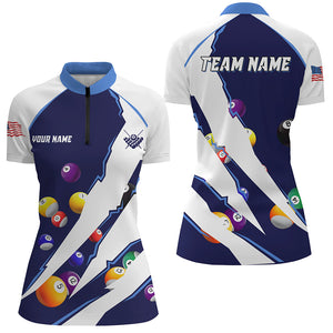 Personalized Billiard Balls Sport Jerseys For Women, Billiard Team Shirts, Pool Jerseys Uniform |Blue TDM2711