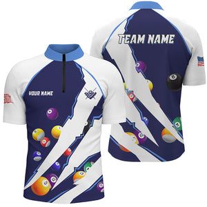 Personalized Billiard Balls Sport Jerseys For Men, Billiard Team Shirts, Pool Jerseys Uniform |Blue TDM2711