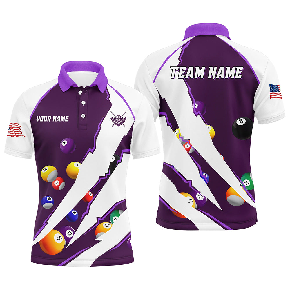 Personalized Billiard Balls Sport Jerseys For Men, Billiard Team Shirts, Pool Jerseys |Purple TDM2712