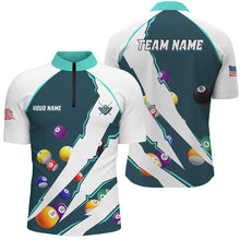 Load image into Gallery viewer, Personalized Billiard Balls Sport Jerseys For Men, Billiard Team Shirts, Pool Jerseys |Turquoise TDM2713