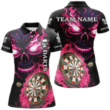 Load image into Gallery viewer, Personalized Pink Darts Board Flame Skull Women Dart Shirts Custom Team League Dart Jerseys Uniform TDM2954