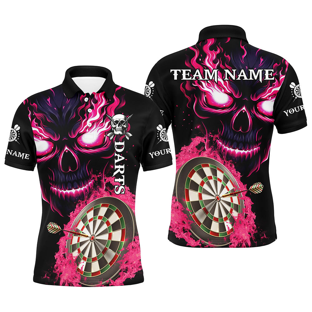 Personalized Pink Darts Board Flame Skull Men Dart Shirts Custom Team League Dart Jerseys Uniform TDM2954