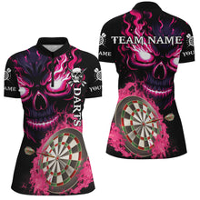 Load image into Gallery viewer, Personalized Pink Darts Board Flame Skull Women Dart Shirts Custom Team League Dart Jerseys Uniform TDM2954