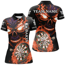 Load image into Gallery viewer, Personalized Orange Darts Board Flame Skull Women Dart Shirts Custom Team League Dart Jerseys Uniform TDM2955