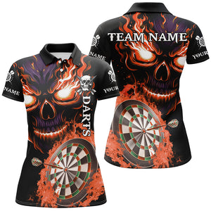 Personalized Orange Darts Board Flame Skull Women Dart Shirts Custom Team League Dart Jerseys Uniform TDM2955