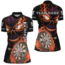 Load image into Gallery viewer, Personalized Orange Darts Board Flame Skull Women Dart Shirts Custom Team League Dart Jerseys Uniform TDM2955