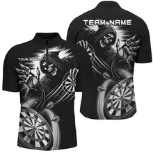 Load image into Gallery viewer, Personalized Black White Death Skeleton Dart Shirts For Men Custom Scary Dart Jerseys Team Uniform TDM2961