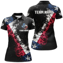 Load image into Gallery viewer, Personalized Black Grunge Texas Flag Smoke Billiard Shirt For Women, Patriotic Texas Billiard Jersey TDM3193