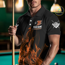 Load image into Gallery viewer, Orange Flaming 8 Ball Billiard Polo &amp; 1/4 Zip For Men Custom Billiard Jersey, Pool Team Shirts TDM5432