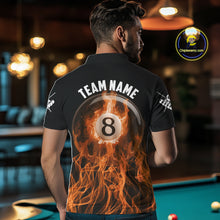 Load image into Gallery viewer, Orange Flaming 8 Ball Billiard Polo &amp; 1/4 Zip For Men Custom Billiard Jersey, Pool Team Shirts TDM5432
