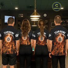 Load image into Gallery viewer, Orange Flaming 8 Ball Billiard Polo &amp; 1/4 Zip For Men Custom Billiard Jersey, Pool Team Shirts TDM5432