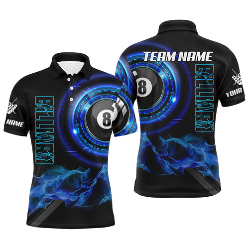 Blue 8 Ball Pool Billiard Jerseys For Men Custom Billiard Polo Shirts Team League Billiard Shirts TDM1093