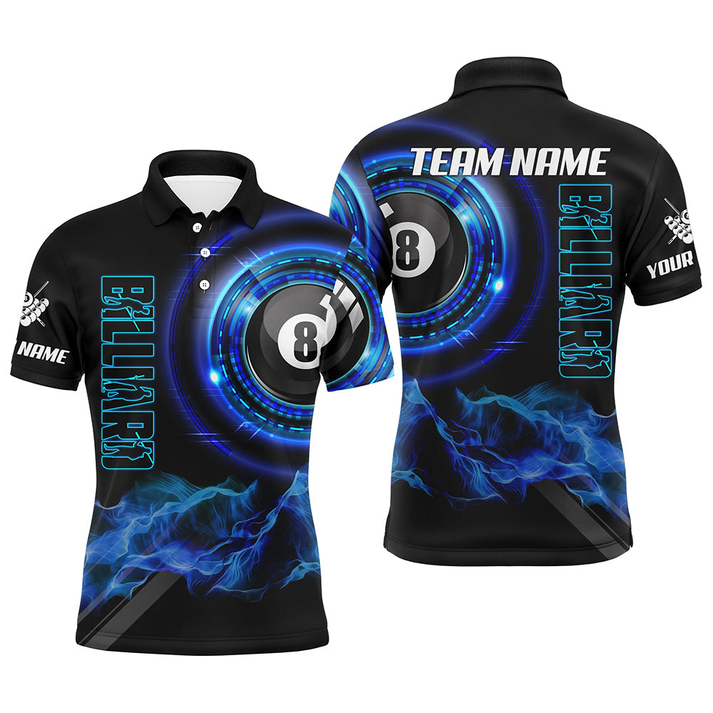 Blue 8 Ball Pool Billiard Jerseys For Men Custom Billiard Polo Shirts Team League Billiard Shirts TDM1093