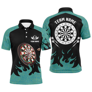 Personalized Black And Turquoise Darts Board 3D Men Darts Polo Shirts Custom Darts Team Jerseys TDM1426