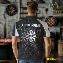Load image into Gallery viewer, Personalized Black White Break Glass Dart Shirts For Men Custom Wings Dart Jersey Polo &amp; 1/4 Zip TDM3881