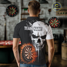 Load image into Gallery viewer, Personalized Grunge Skull Crack Wall Men Dart Shirts Custom Darts League Team Jerseys |Orange TDM3975