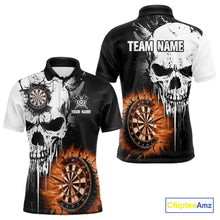 Load image into Gallery viewer, Personalized Grunge Skull Crack Wall Men Dart Shirts Custom Darts League Team Jerseys |Orange TDM3975