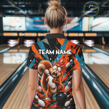 Load image into Gallery viewer, Colorful Graffiti Funny Squirrel Bowling Polo, 1/4 Zip Shirts For Women Custom Bowling Team Jersey TDM6489