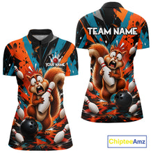 Load image into Gallery viewer, Colorful Graffiti Funny Squirrel Bowling Polo, 1/4 Zip Shirts For Women Custom Bowling Team Jersey TDM6489