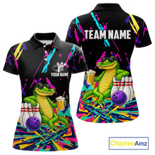 Load image into Gallery viewer, Colorful Bowling Jersey Funny Alligator Bowling Polo &amp; 1/4 Zip For Women Custom Bowling Team Shirts TDM6491