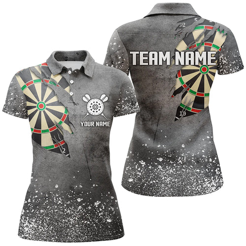 Custom Grunge Grey Darts Board Shirts For Women, Personalized Darts Shirts Design Best Darts Jerseys TDM1996