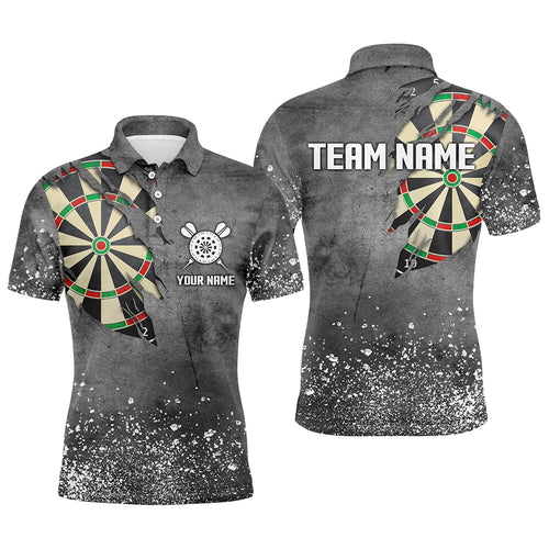 Custom Grunge Grey Darts Board Shirts For Men, Personalized Darts Shirts Design Best Darts Jerseys TDM1996