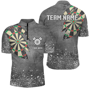 Custom Grunge Grey Darts Board Shirts For Men, Personalized Darts Shirts Design Best Darts Jerseys TDM1996