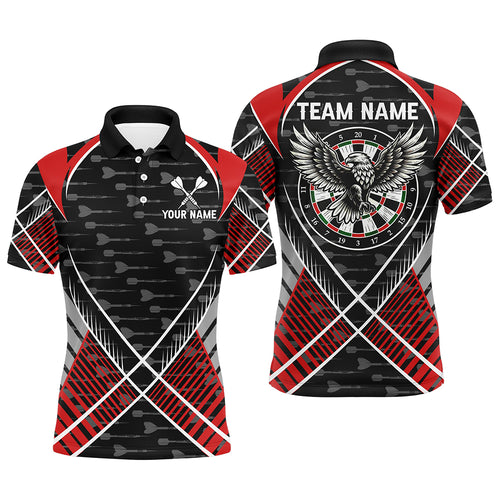 Darts Eagle Arrow Pattern Custom Polo & Quarter-Zip Shirts For Men, Darts Team Jerseys Apparel |Red TDM2202