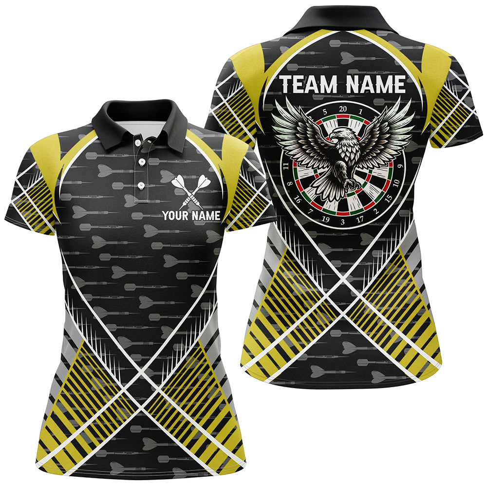 Darts Eagle Arrow Pattern Custom Polo & Quarter-Zip Shirts For Women Best Darts Team Jerseys |Yellow TDM2203