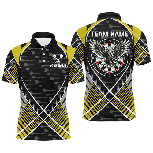 Darts Eagle Arrow Pattern Custom Polo & Quarter-Zip Shirts For Men Best Darts Team Jerseys |Yellow TDM2203