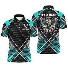 Load image into Gallery viewer, Darts Eagle Arrow Pattern Custom Polo &amp; Quarter-Zip Shirts For Men, Darts Team Jerseys |Turquoise TDM2204