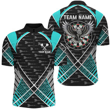 Load image into Gallery viewer, Darts Eagle Arrow Pattern Custom Polo &amp; Quarter-Zip Shirts For Men, Darts Team Jerseys |Turquoise TDM2204