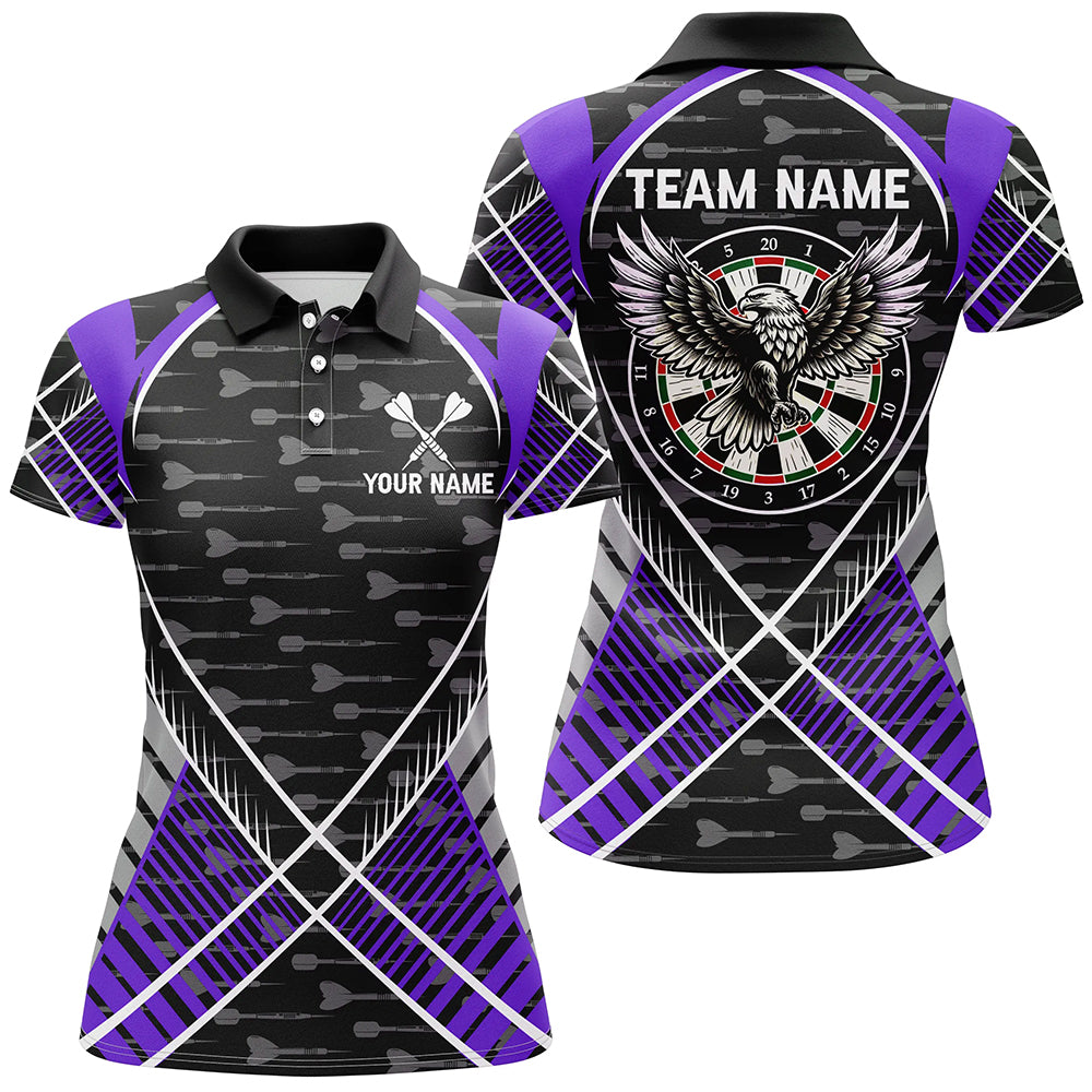 Darts Eagle Arrow Pattern Custom Polo & Quarter-Zip Shirts For Women Best Darts Team Jerseys |Purple TDM2205