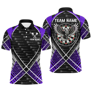 Darts Eagle Arrow Pattern Custom Polo & Quarter-Zip Shirts For Men Best Darts Team Jerseys |Purple TDM2205