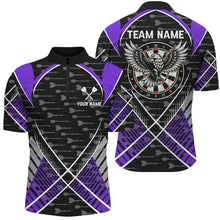 Load image into Gallery viewer, Darts Eagle Arrow Pattern Custom Polo &amp; Quarter-Zip Shirts For Men Best Darts Team Jerseys |Purple TDM2205